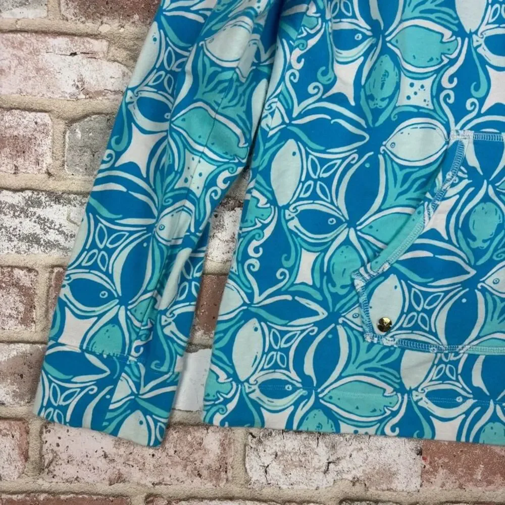 Lilly Pulitzer Skipper Popover What A Racquet Blue White Sweatshirt Womens M